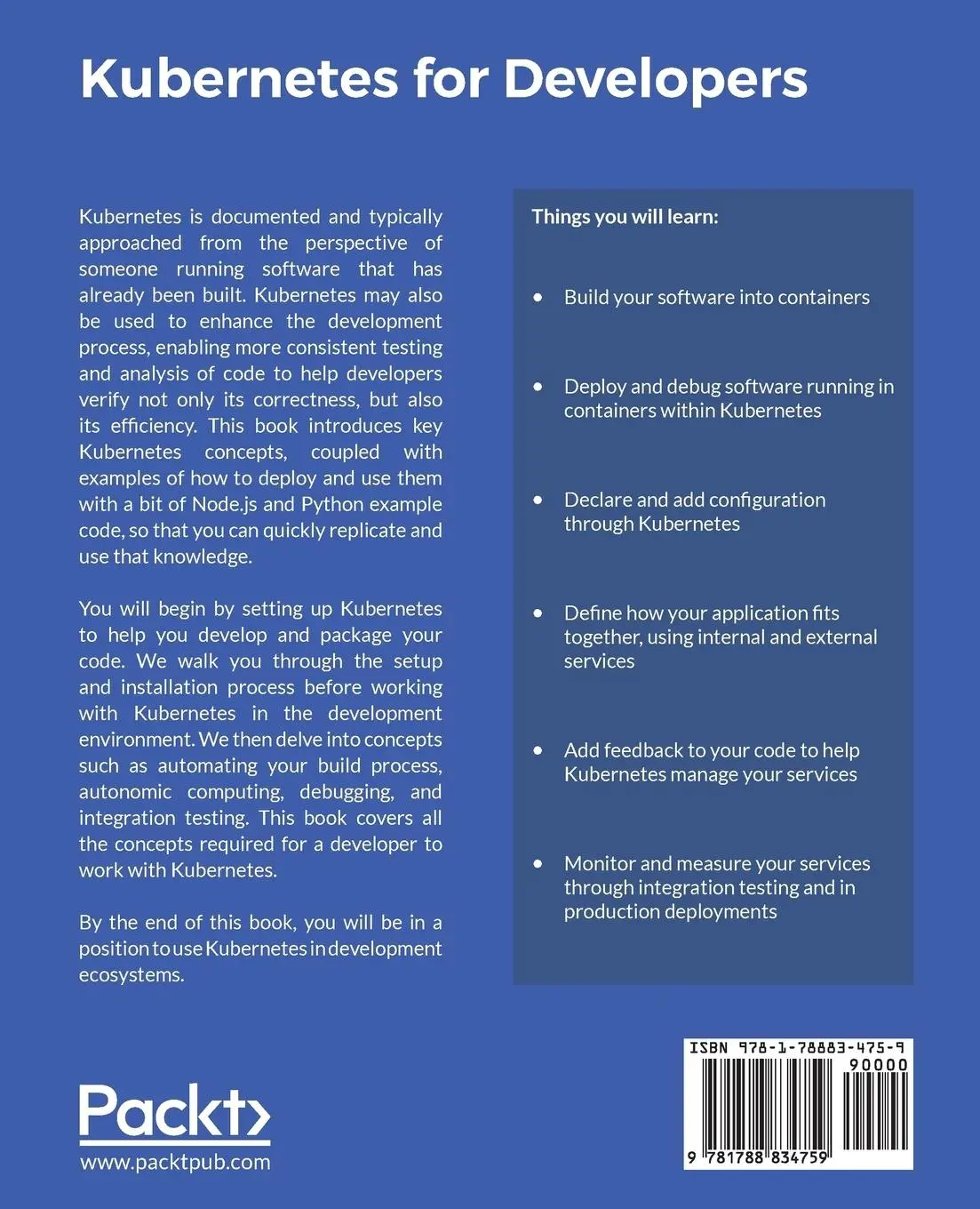 Rückseite: 9781788834759 | Kubernetes for Developers | Joseph Heck | Taschenbuch | Englisch