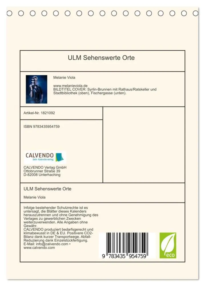 Bild: 9783435954759 | ULM Sehenswerte Orte (Tischkalender 2025 DIN A5 hoch), CALVENDO...