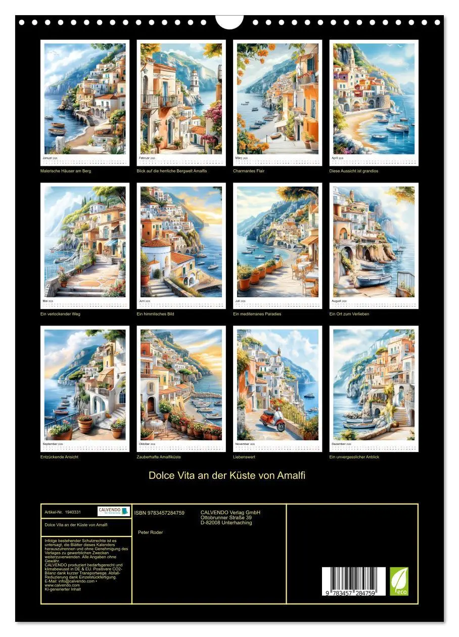 Bild: 9783457284759 | Dolce Vita an der Küste von Amalfi (Wandkalender 2026 DIN A3 hoch),...
