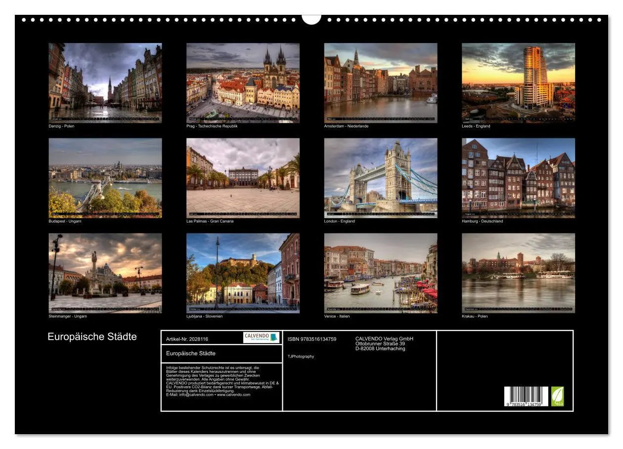 Bild: 9783516134759 | Europäische Städte (Wandkalender 2026 DIN A2 quer), CALVENDO...