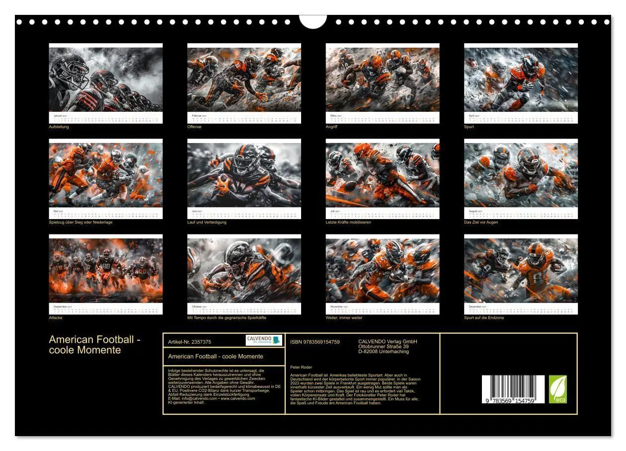 Bild: 9783569154759 | American Football - coole Momente (Wandkalender 2027 DIN A3 quer),...