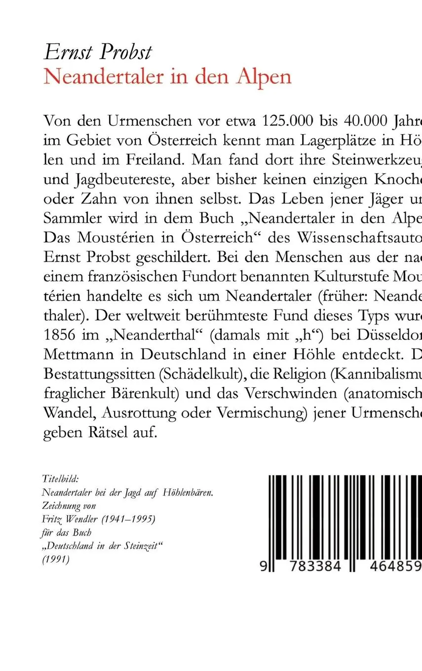 Rückseite: 9783384464859 | Neandertaler in den Alpen | Ernst Probst | Buch | 56 S. | Deutsch