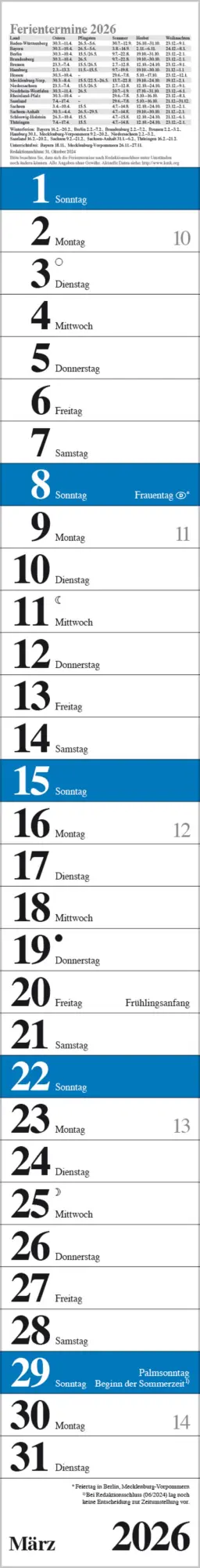 Bild: 9783731884859 | Streifenplaner Praktika Blau 2026 | Verlag Korsch | Kalender | 12 S.
