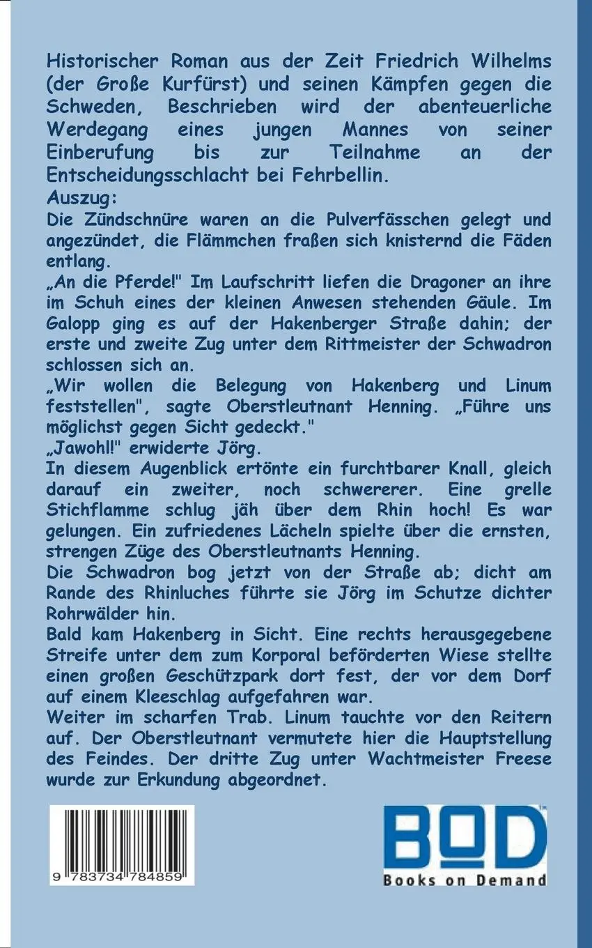 Rückseite: 9783734784859 | Die Schlacht bei Fehrbellin | Alexander Kronenheim | Taschenbuch