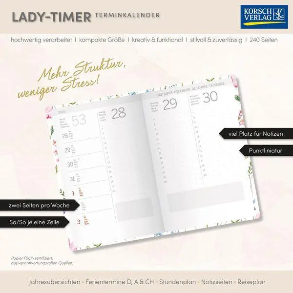 Bild: 9783819304859 | Lady-Timer Blütenzauber 2027 | Korsch Verlag | Buch | 240 S. | Deutsch
