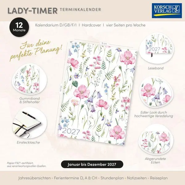 Bild: 9783819304859 | Lady-Timer Blütenzauber 2027 | Korsch Verlag | Buch | 240 S. | Deutsch