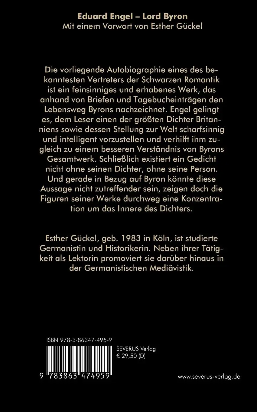 Rückseite: 9783863474959 | Lord Byron. Eine Autobiographie nach Tagebüchern und Briefen | Engel