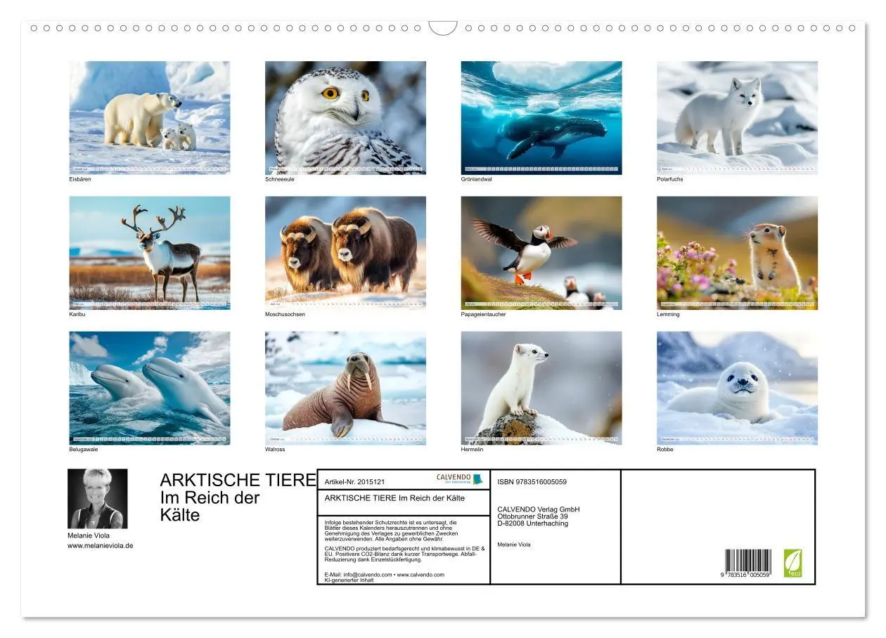 Bild: 9783516005059 | ARKTISCHE TIERE Im Reich der Kälte (Wandkalender 2026 DIN A2 quer),...