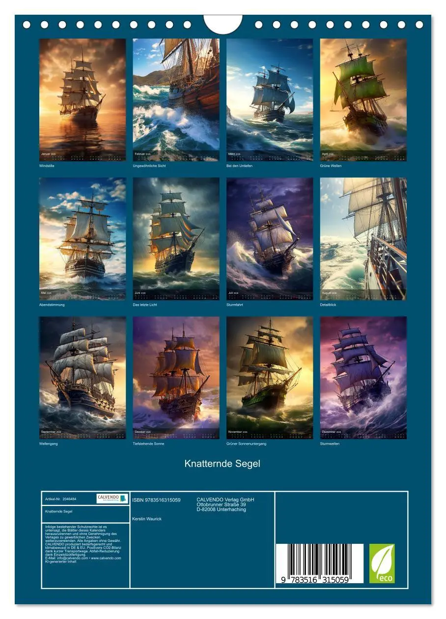 Bild: 9783516315059 | Knatternde Segel (Wandkalender 2026 DIN A4 hoch), CALVENDO...
