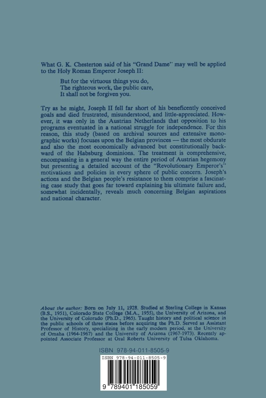Rückseite: 9789401185059 | Joseph II | An Imperial Reformer for the Austrian Netherlands | Davis