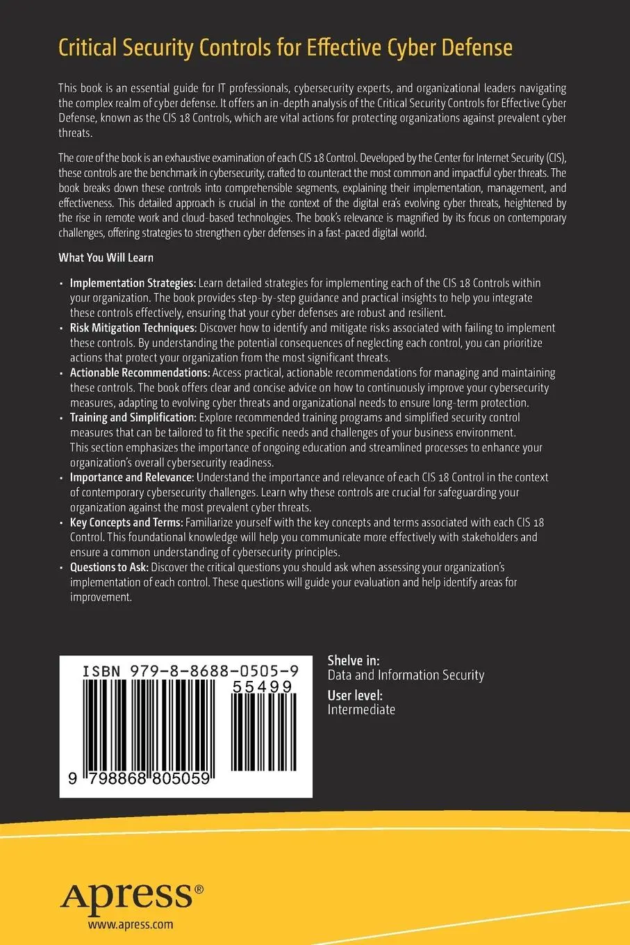 Rückseite: 9798868805059 | Critical Security Controls for Effective Cyber Defense | Jason Edwards