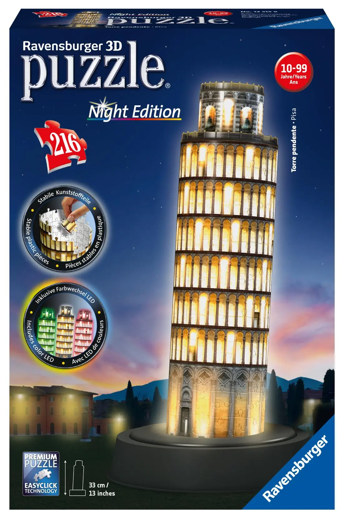 Cover: 4005556125159 | Pisaturm bei Nacht. 3D Puzzle 216 Teile | Spiel | 3D Puzzles | 12515