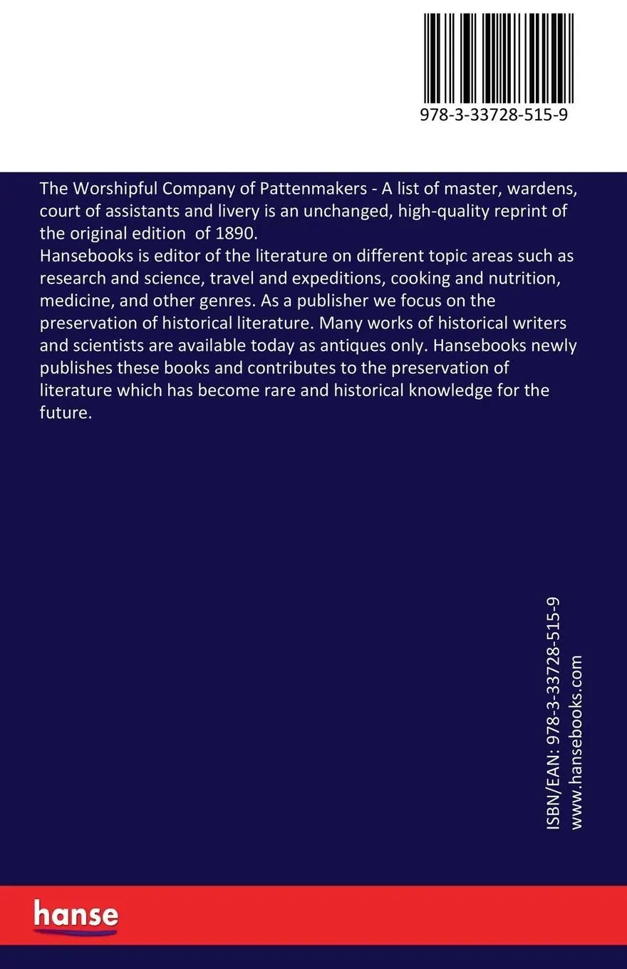 Rückseite: 9783337285159 | The Worshipful Company of Pattenmakers | George Lambert | Taschenbuch