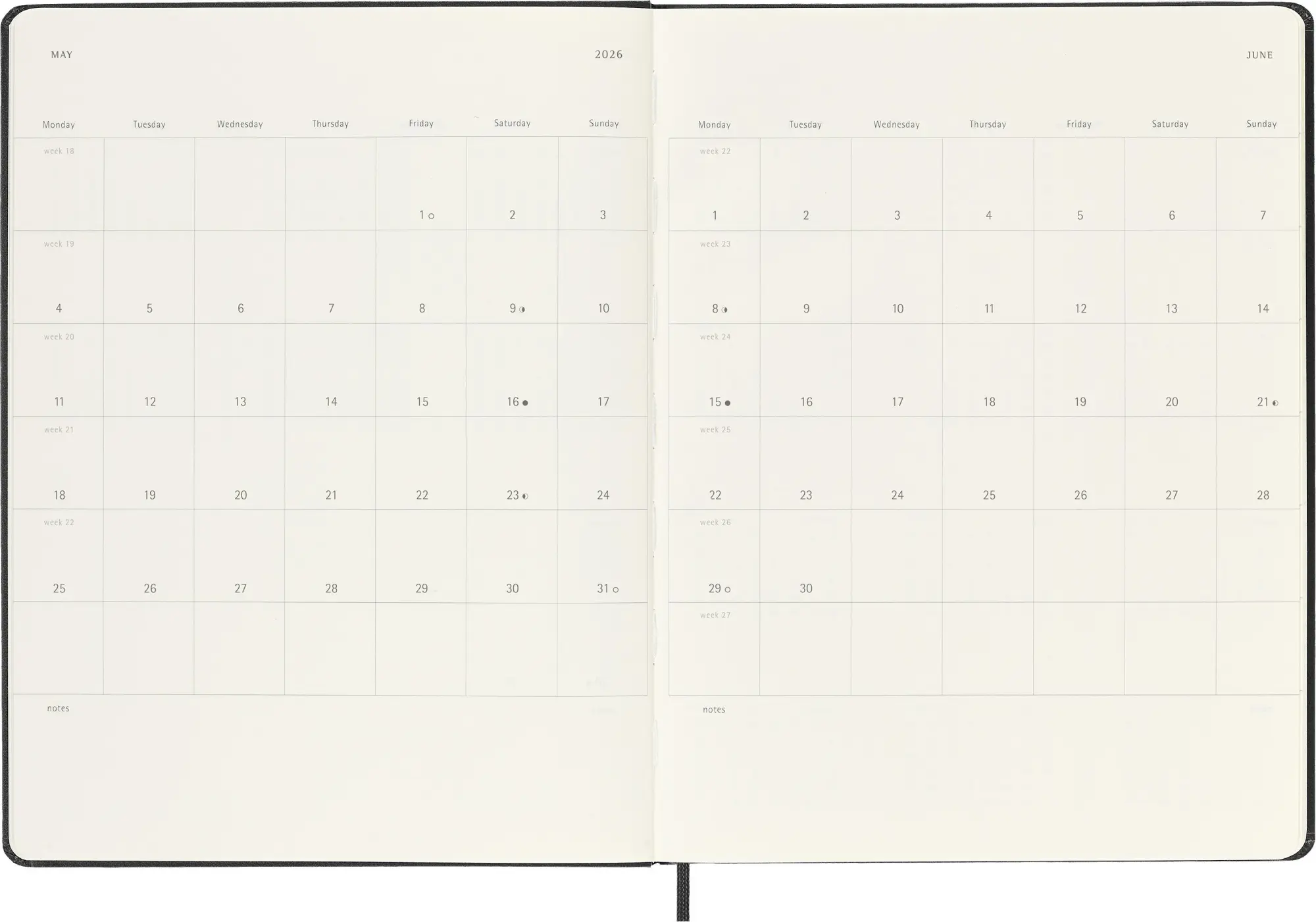 Bild: 8056999275259 | Moleskine 12 Monate Wochen Notizkalender 2026, XL, 1 Wo = 1 Seite,...