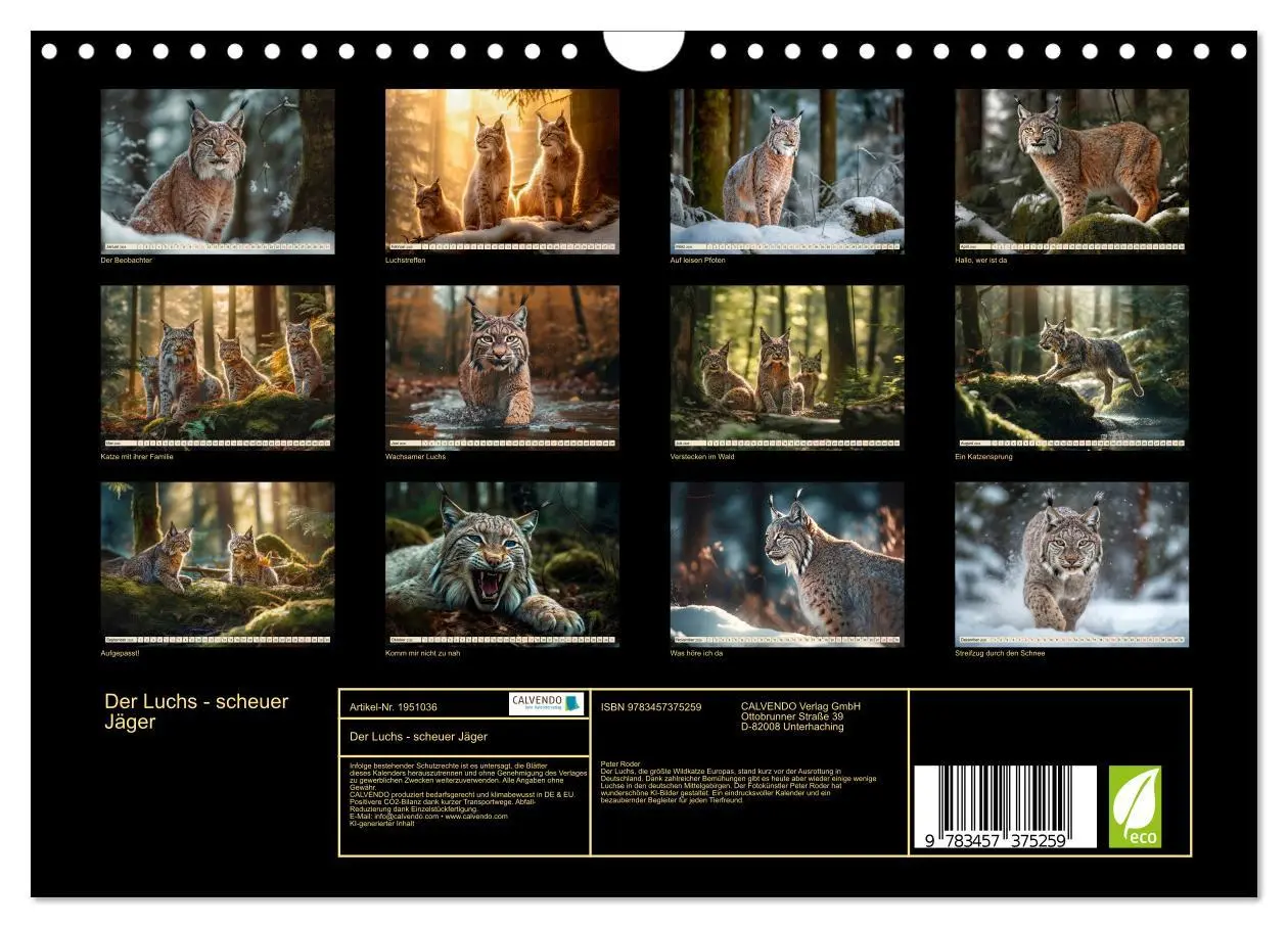 Bild: 9783457375259 | Der Luchs - scheuer Jäger (Wandkalender 2026 DIN A4 quer), CALVENDO...