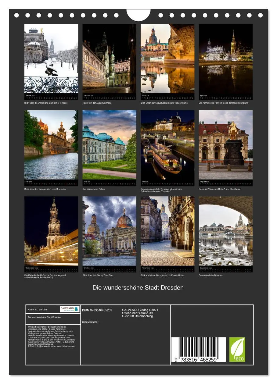 Bild: 9783516465259 | Die wunderschöne Stadt Dresden (Wandkalender 2026 DIN A4 hoch),...