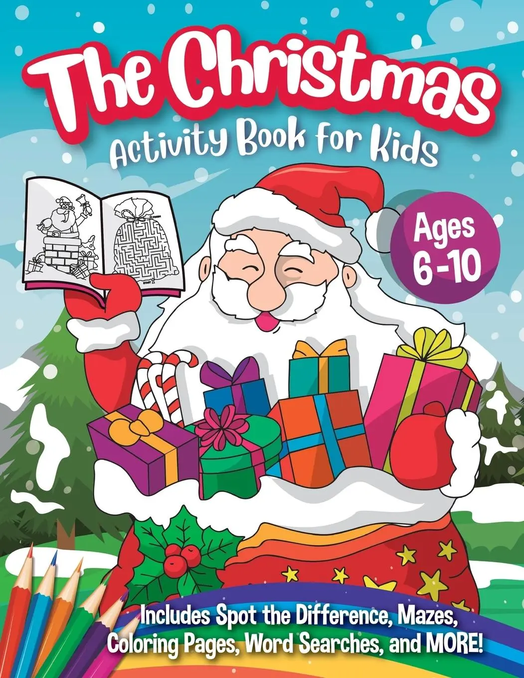 Cover: 9781951025359 | The Christmas Activity Book for Kids - Ages 6-10 | Peanut Prodigy
