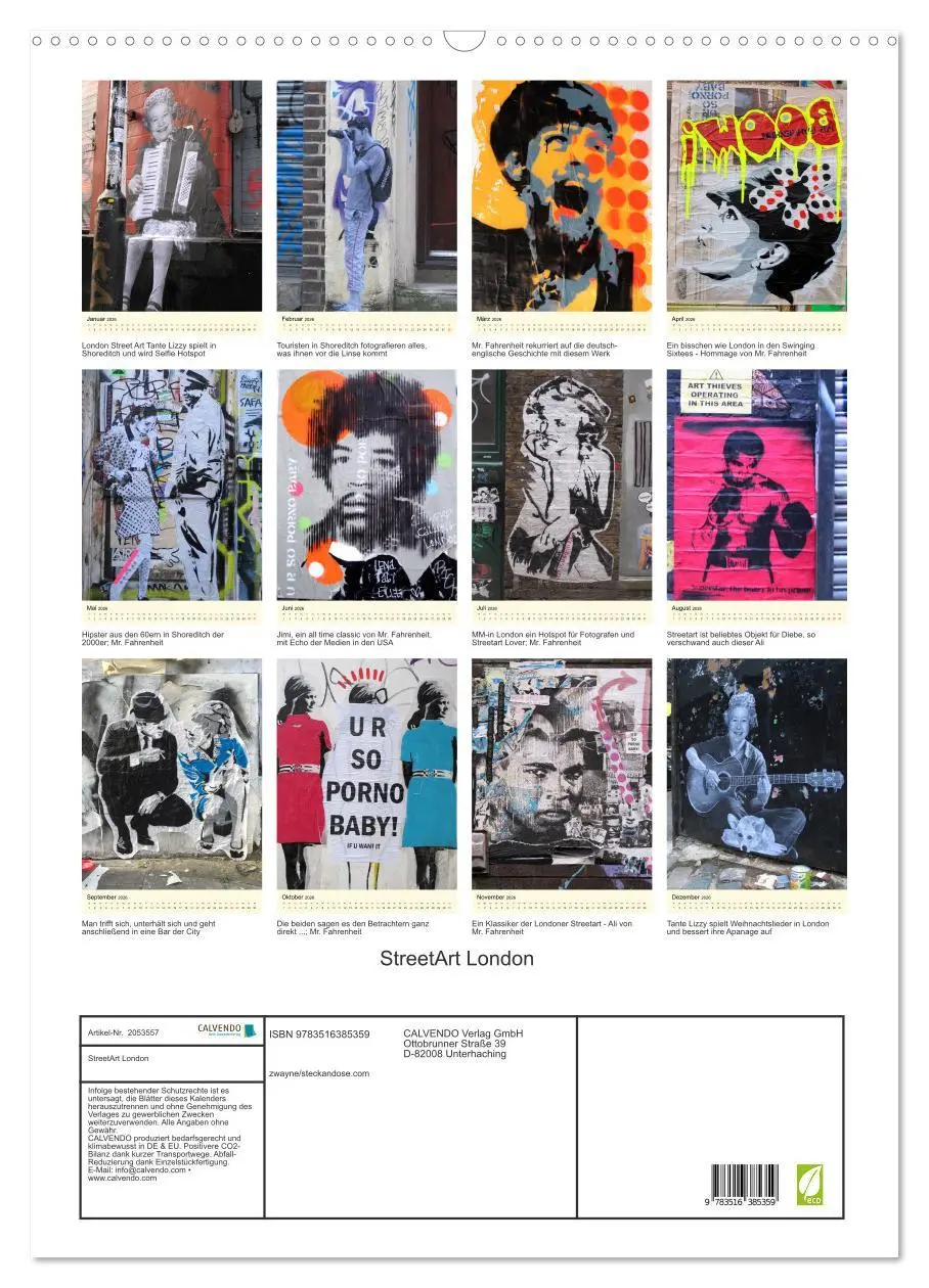 Bild: 9783516385359 | StreetArt London (Wandkalender 2026 DIN A2 hoch), CALVENDO...