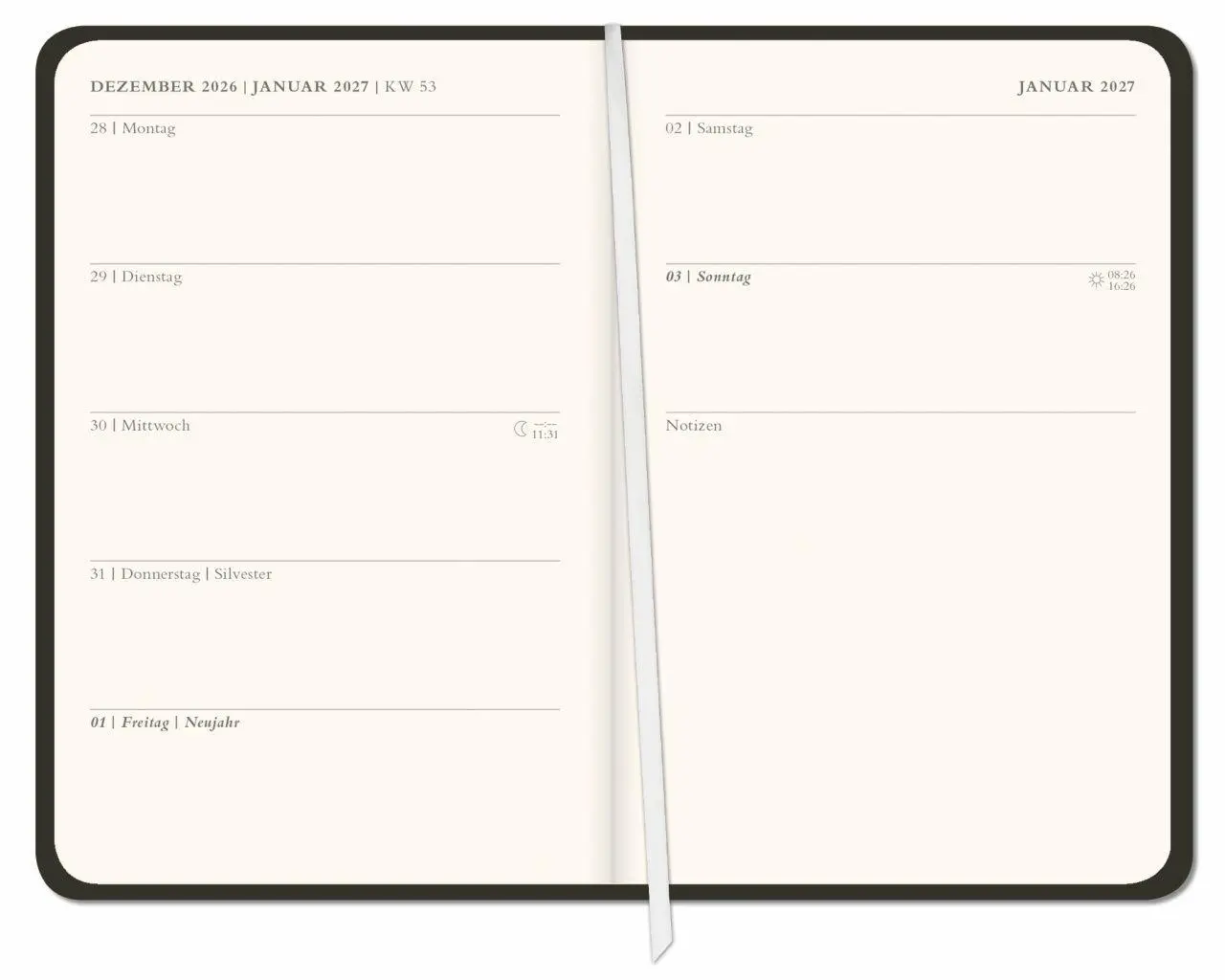 Bild: 9783756415359 | Diario Wochen-Kalenderbuch A6, schwarz 2027 | Buch | Bürokalender Heye
