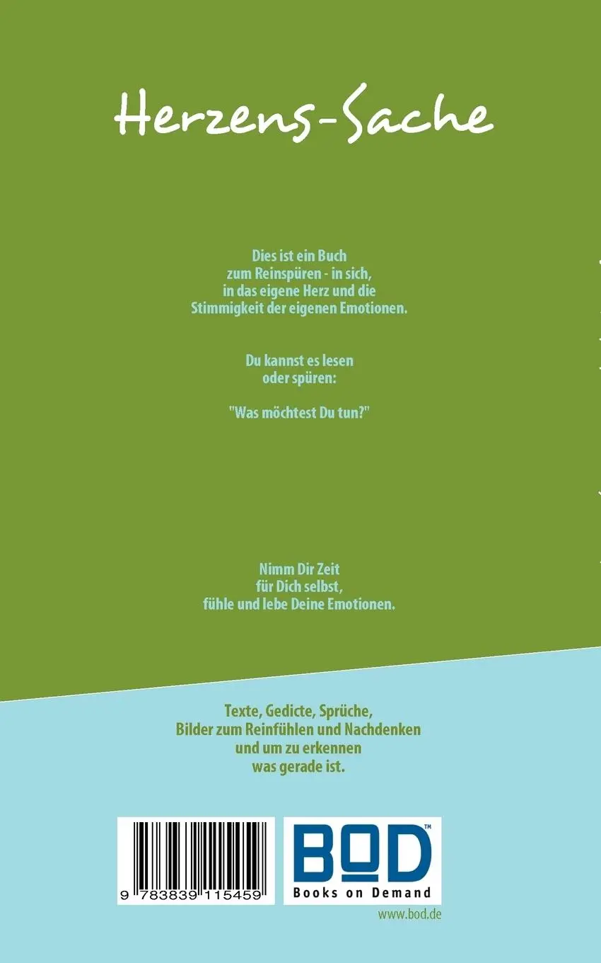Rückseite: 9783839115459 | Herzens-Sache | Das Buch zum Reinspüren | Constantin Bachfischer