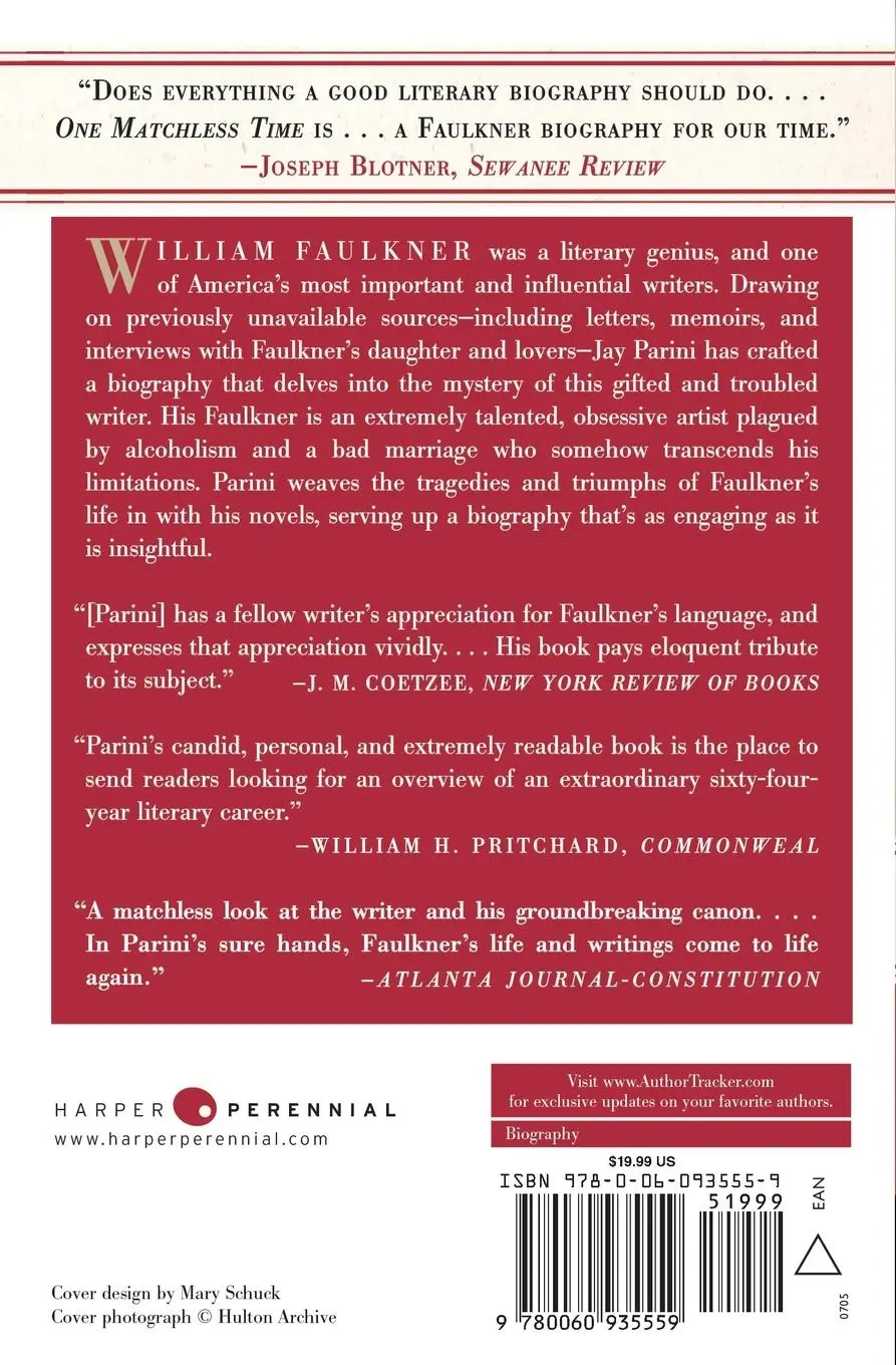 Rückseite: 9780060935559 | One Matchless Time | A Life of William Faulkner | Jay Parini | Buch