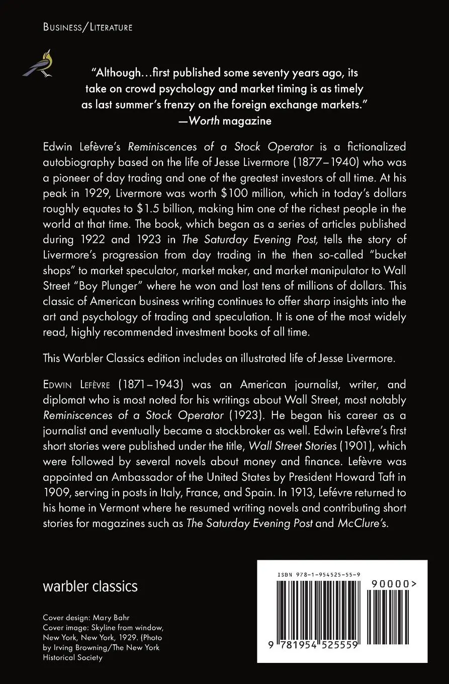 Rückseite: 9781954525559 | Reminiscences of a Stock Operator (Warbler Classics) | Edwin Lefèvre