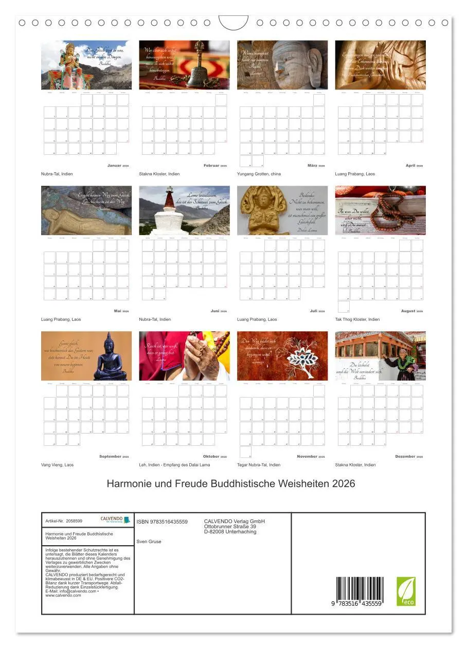 Bild: 9783516435559 | Harmonie und Freude Buddhistische Weisheiten 2026 (Wandkalender...