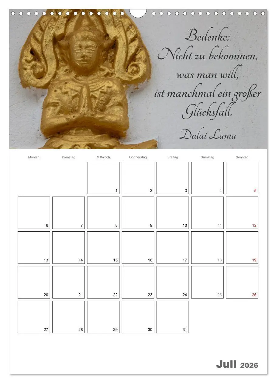 Bild: 9783516435559 | Harmonie und Freude Buddhistische Weisheiten 2026 (Wandkalender...