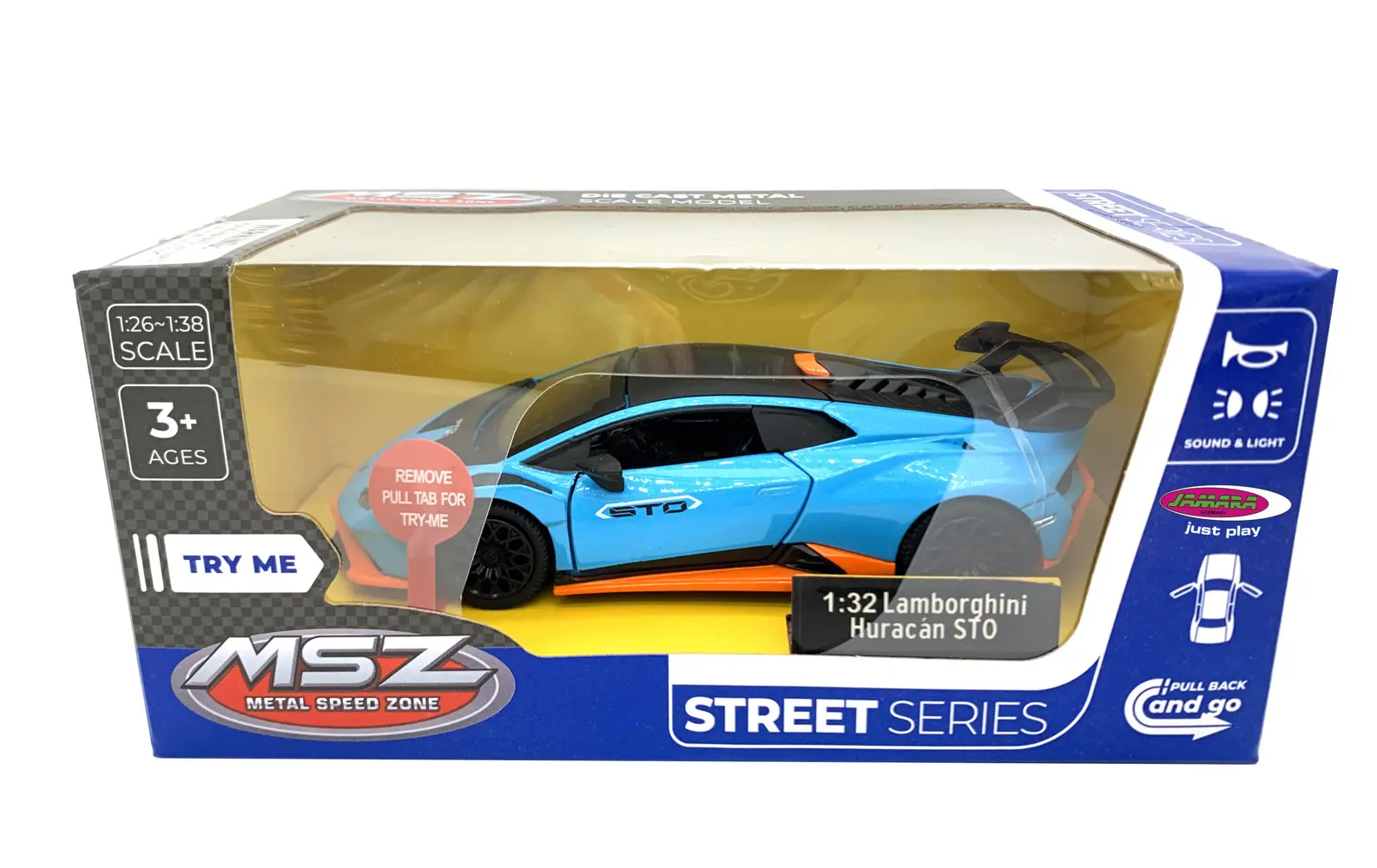 Bild: 4042774475659 | Lamborghini Huracán STO Diecast 1:32 blau inkl. Knopfzellen | 402616