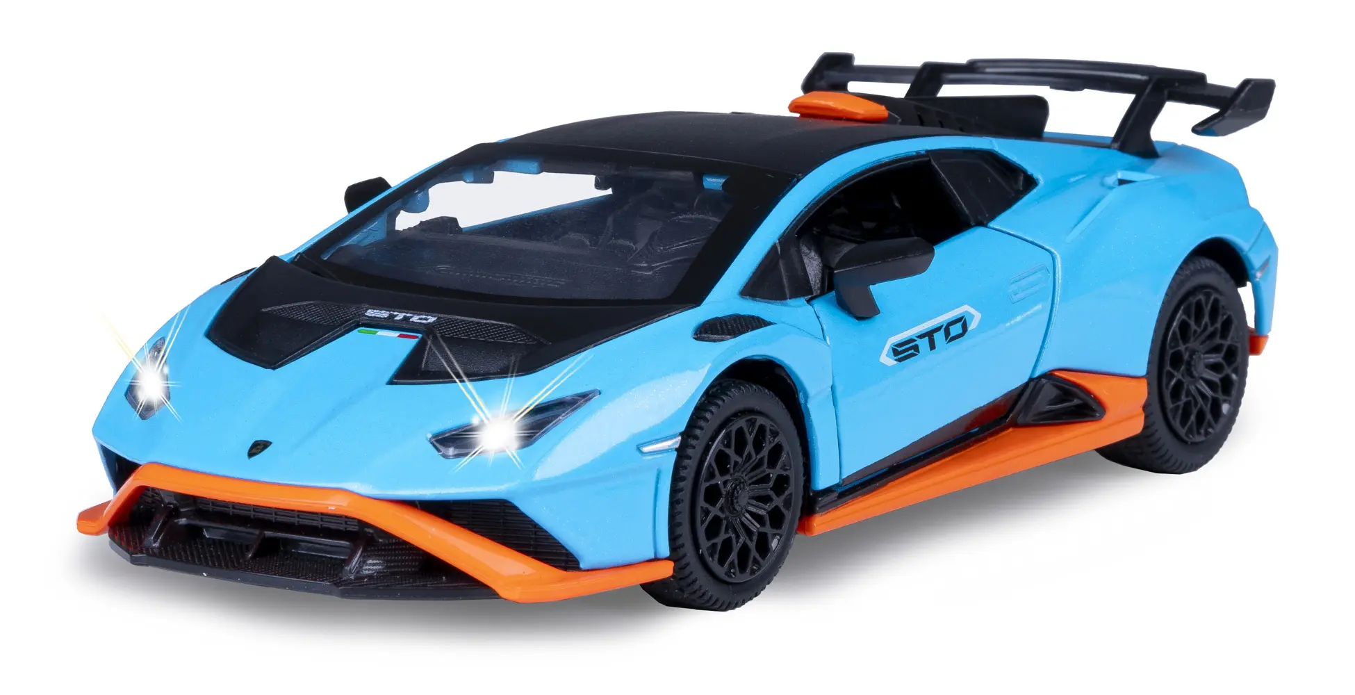 Bild: 4042774475659 | Lamborghini Huracán STO Diecast 1:32 blau inkl. Knopfzellen | 402616