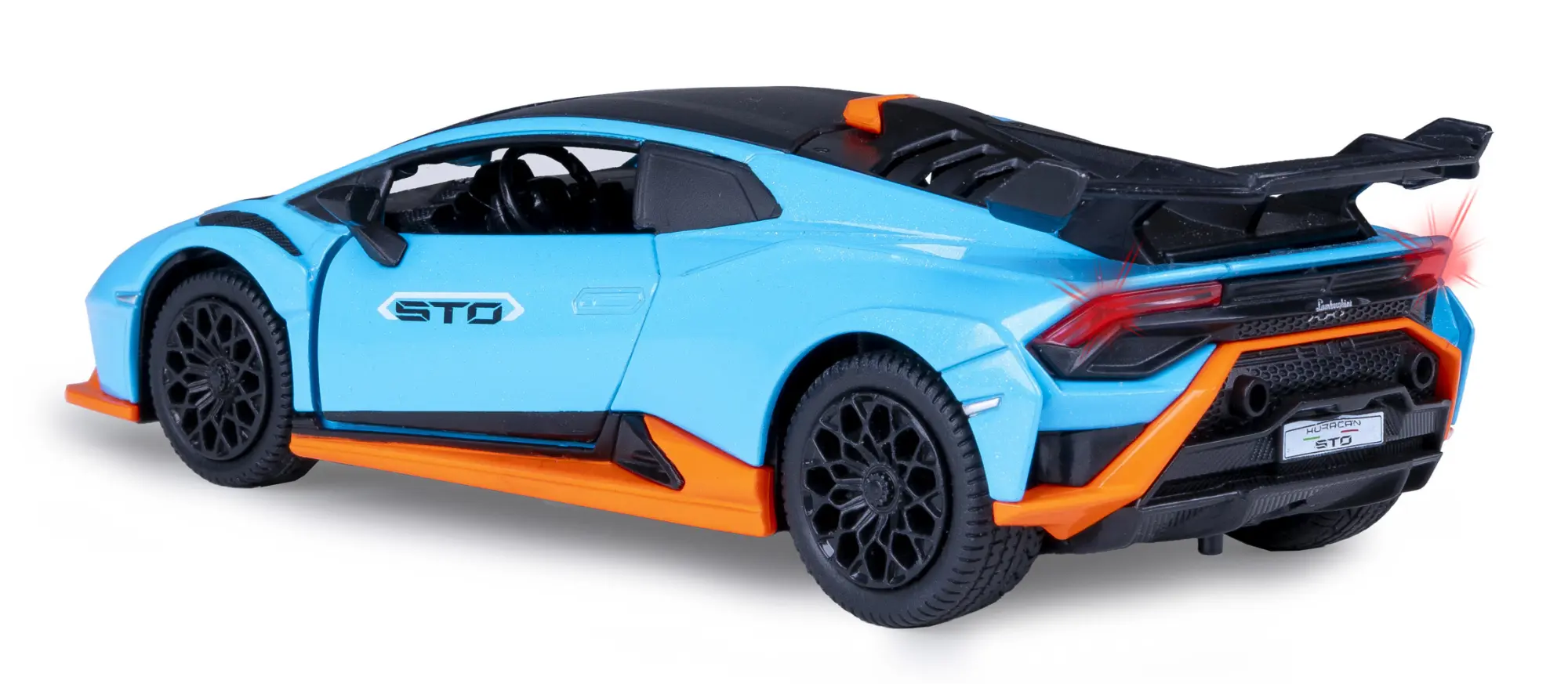 Bild: 4042774475659 | Lamborghini Huracán STO Diecast 1:32 blau inkl. Knopfzellen | 402616