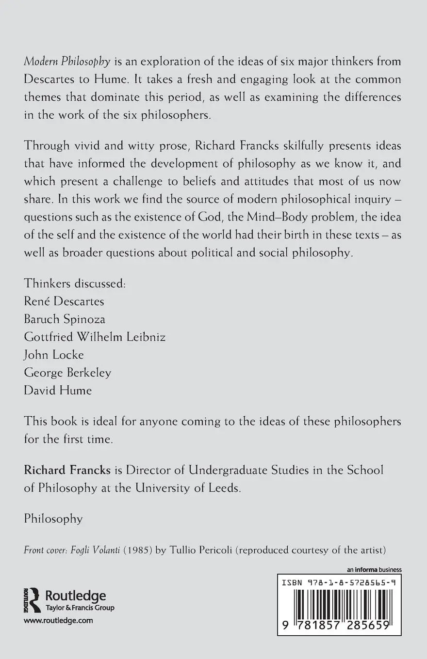 Rückseite: 9781857285659 | Modern Philosophy | The Seventeenth And Eighteenth Centuries | Francks