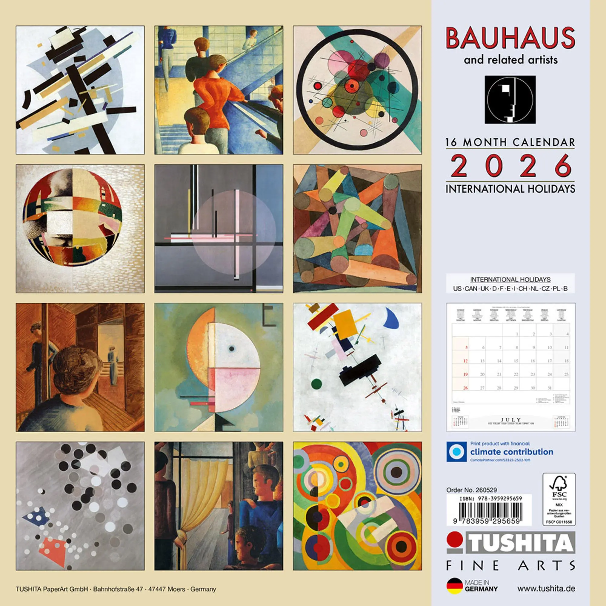 Rückseite: 9783959295659 | Bauhaus 2026 | Kalender 2026 | Kalender | Tushita Fine Arts | 28 S.