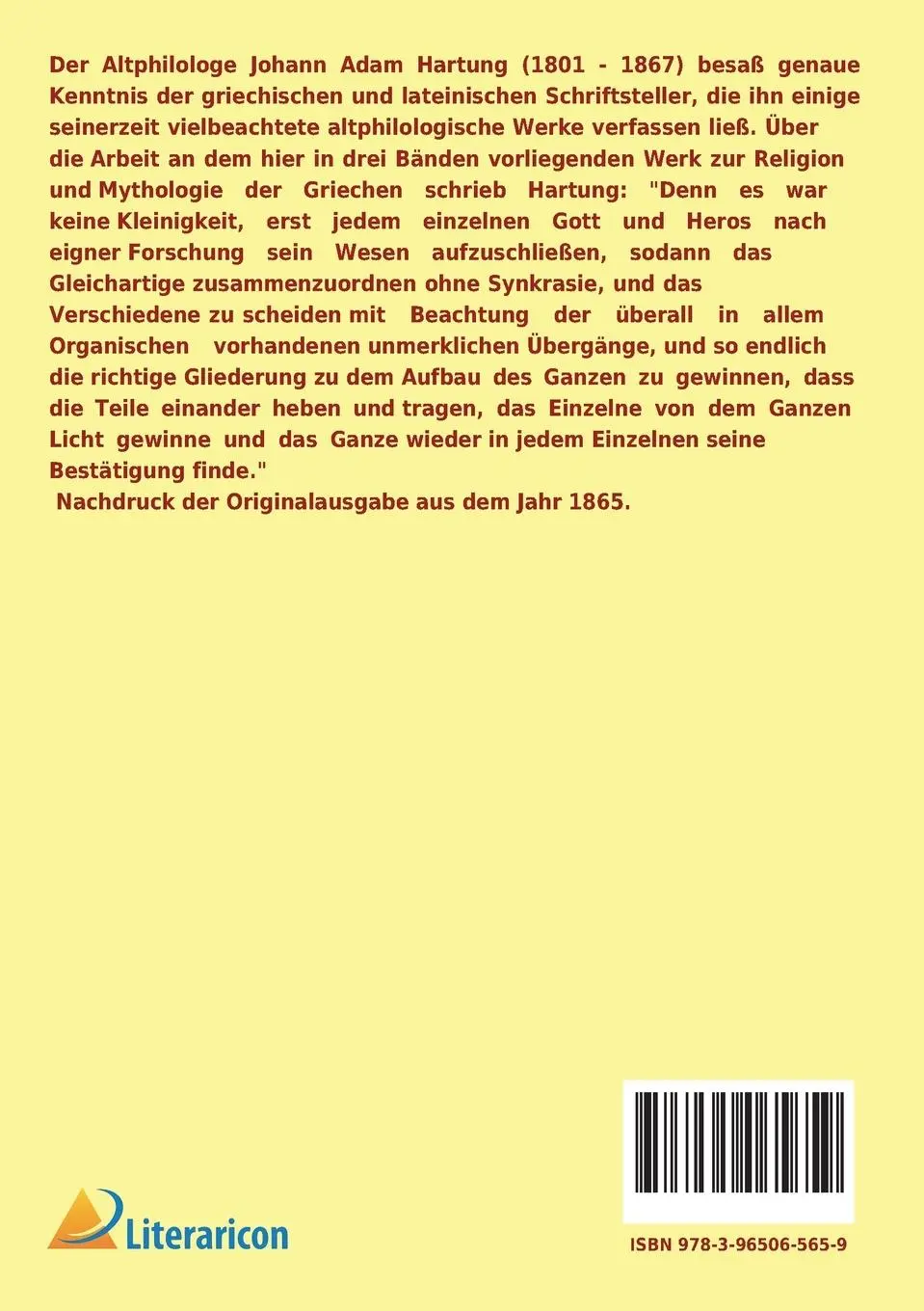 Rückseite: 9783965065659 | Die Religion und Mythologie der Griechen | Johann Adam Hartung | Buch