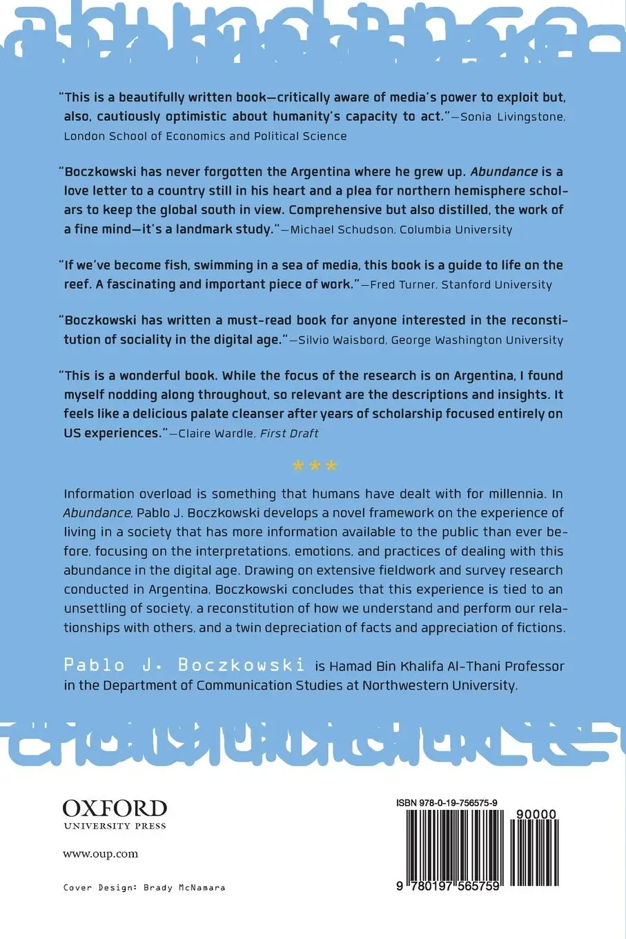 Rückseite: 9780197565759 | Abundance | Pablo J Boczkowski | Taschenbuch | Kartoniert / Broschiert