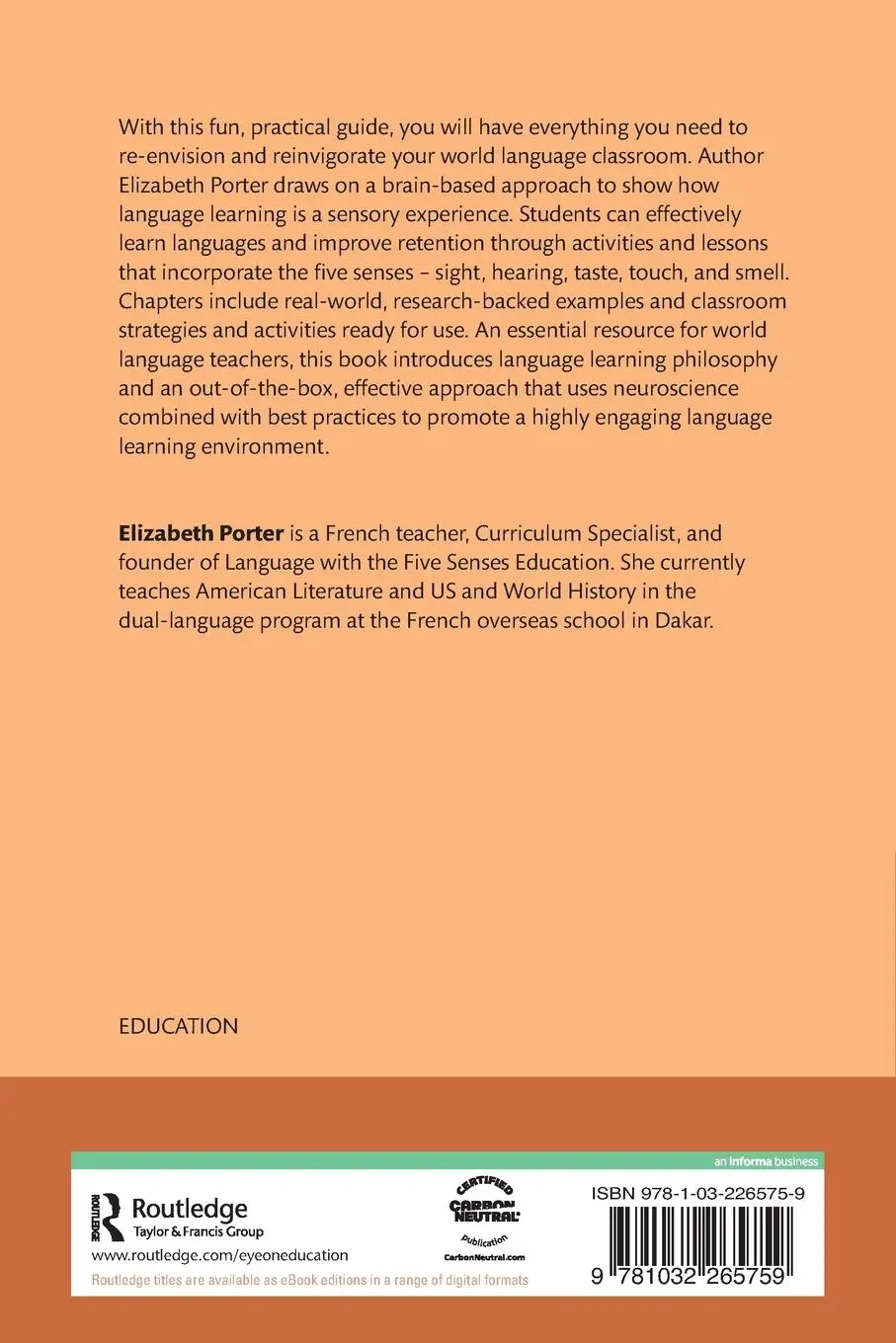 Rückseite: 9781032265759 | Teaching World Languages with the Five Senses | Elizabeth Porter