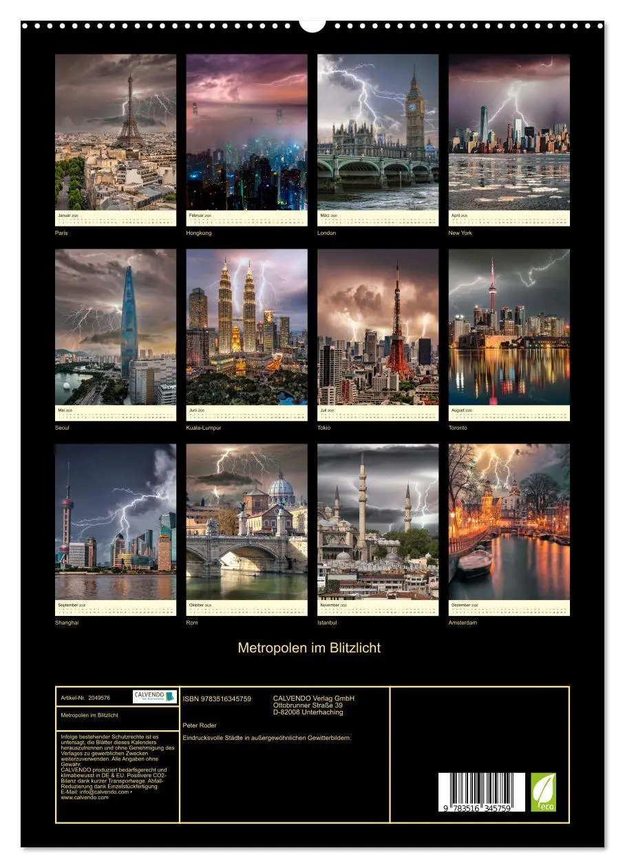 Bild: 9783516345759 | Metropolen im Blitzlicht (hochwertiger Premium Wandkalender 2026...
