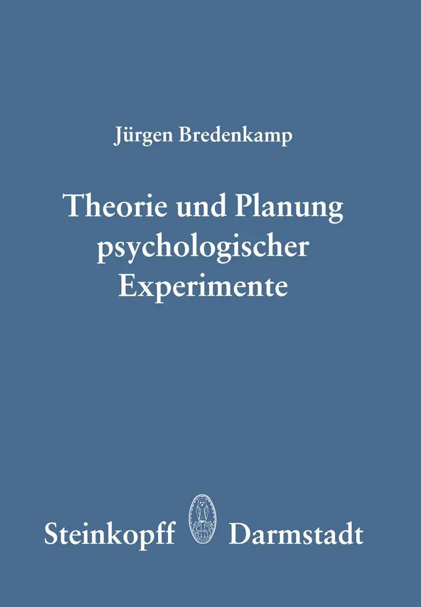 Cover: 9783798505759 | Theorie und Planung Psychologischer Experimente | J. Bredenkamp | Buch