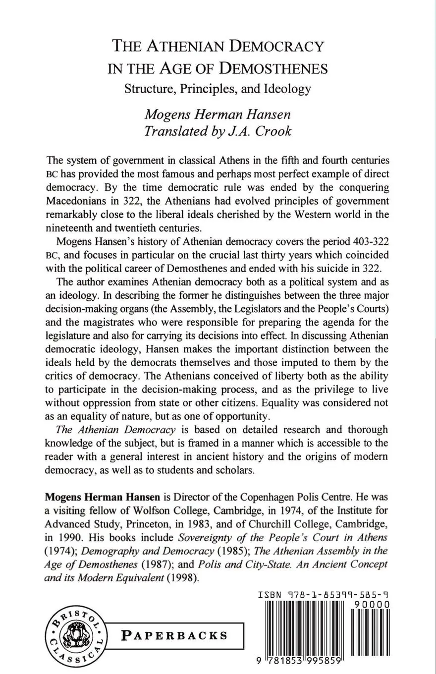 Rückseite: 9781853995859 | Athenian Democracy in the Age of Demosthenes | M. Hansen (u. a.)