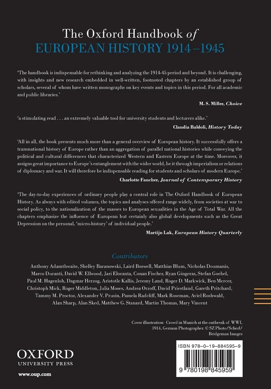 Rückseite: 9780198845959 | The Oxford Handbook of European History, 1914-1945 | Nicholas Doumanis