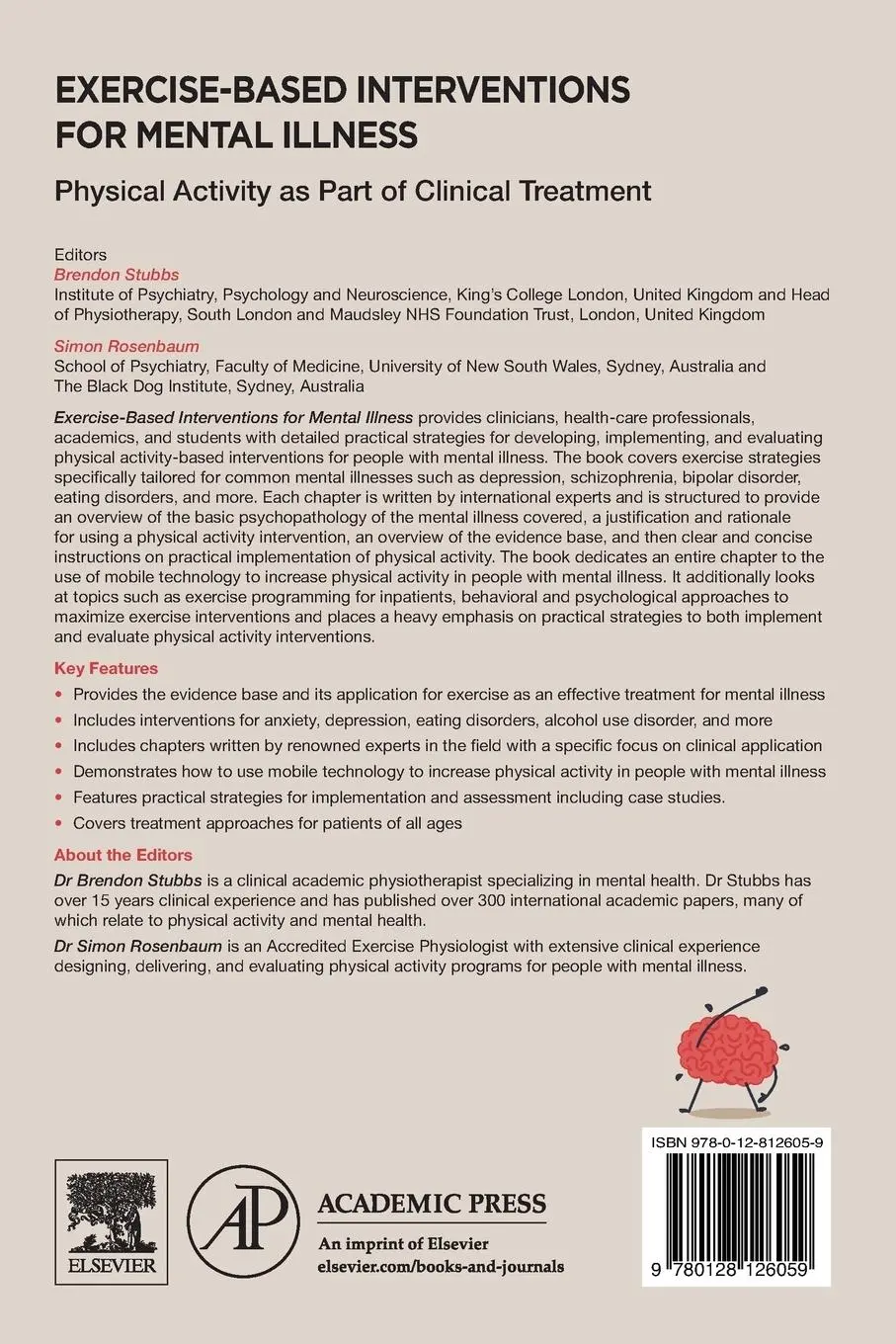 Rückseite: 9780128126059 | Exercise-Based Interventions for Mental Illness | Stubbs (u. a.)