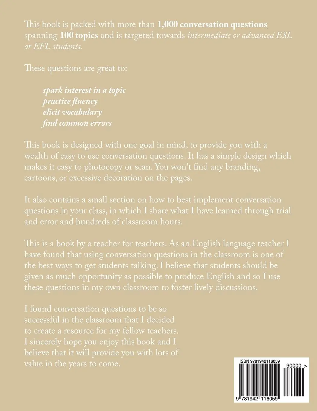 Rückseite: 9781942116059 | 1,000 Conversation Questions | Larry W Pitts | Taschenbuch | Englisch