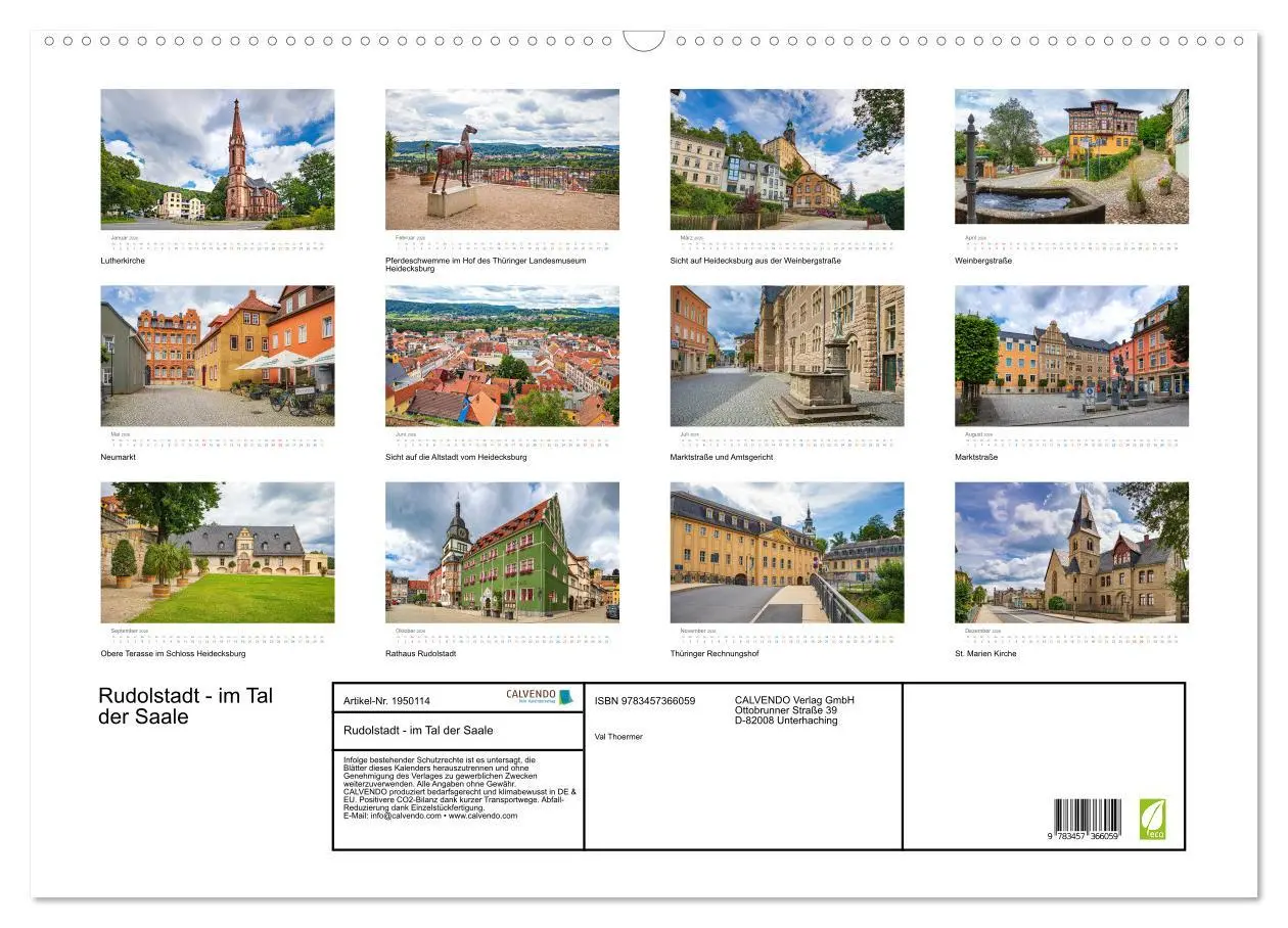 Bild: 9783457366059 | Rudolstadt - im Tal der Saale (Wandkalender 2026 DIN A2 quer),...