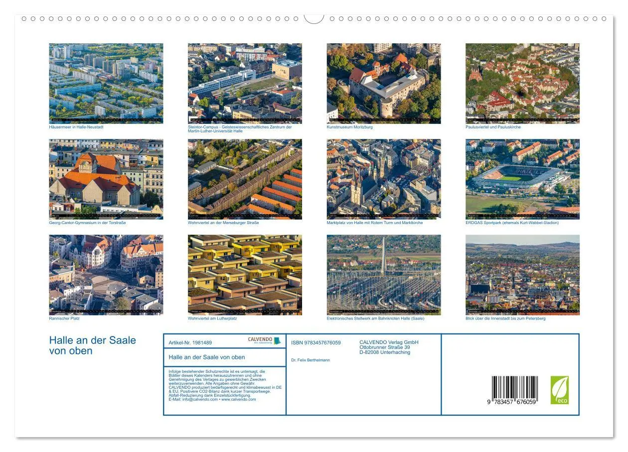 Bild: 9783457676059 | Halle an der Saale von oben (hochwertiger Premium Wandkalender 2026...