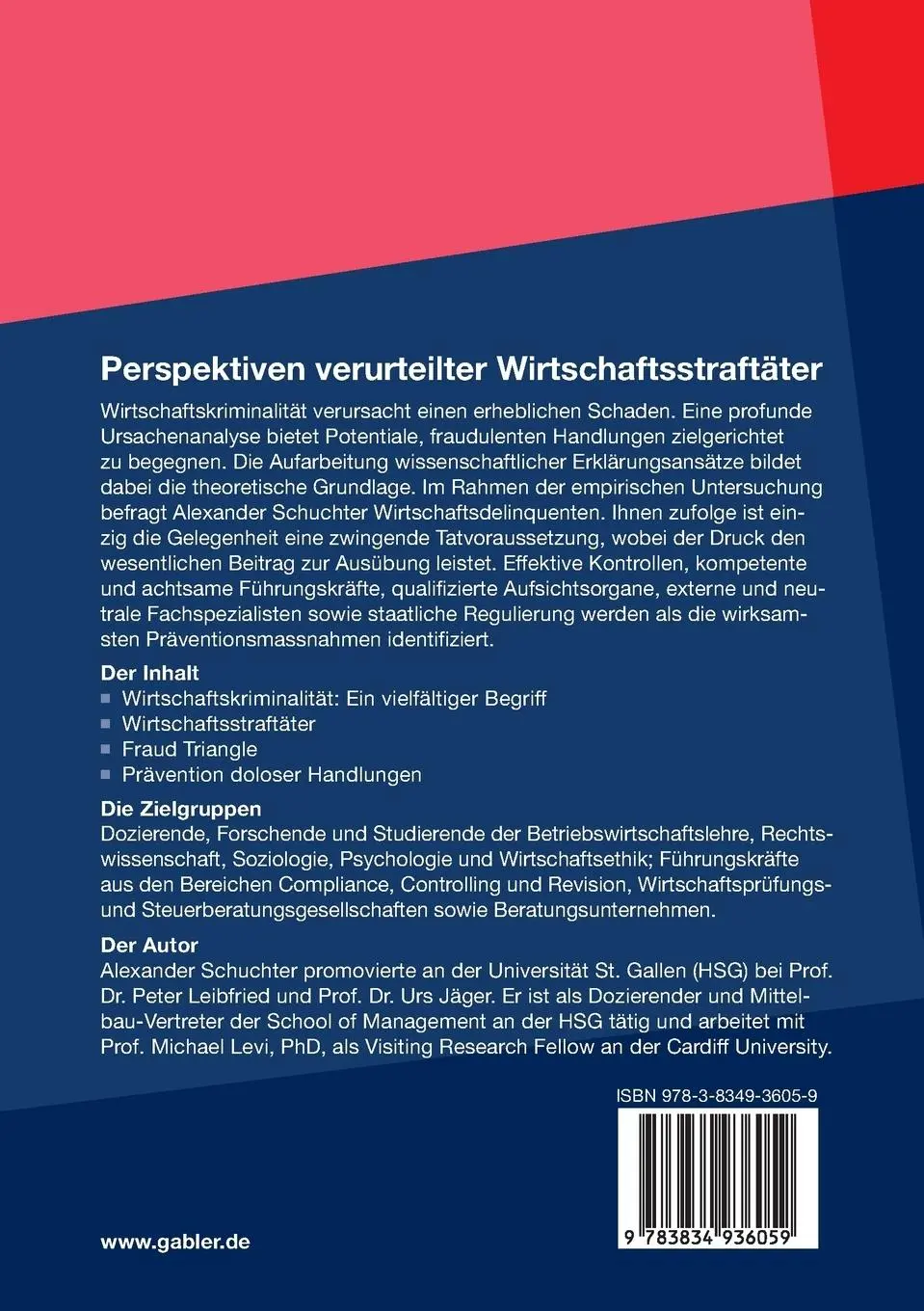 Rückseite: 9783834936059 | Perspektiven verurteilter Wirtschaftsstraftäter | Alexander Schuchter