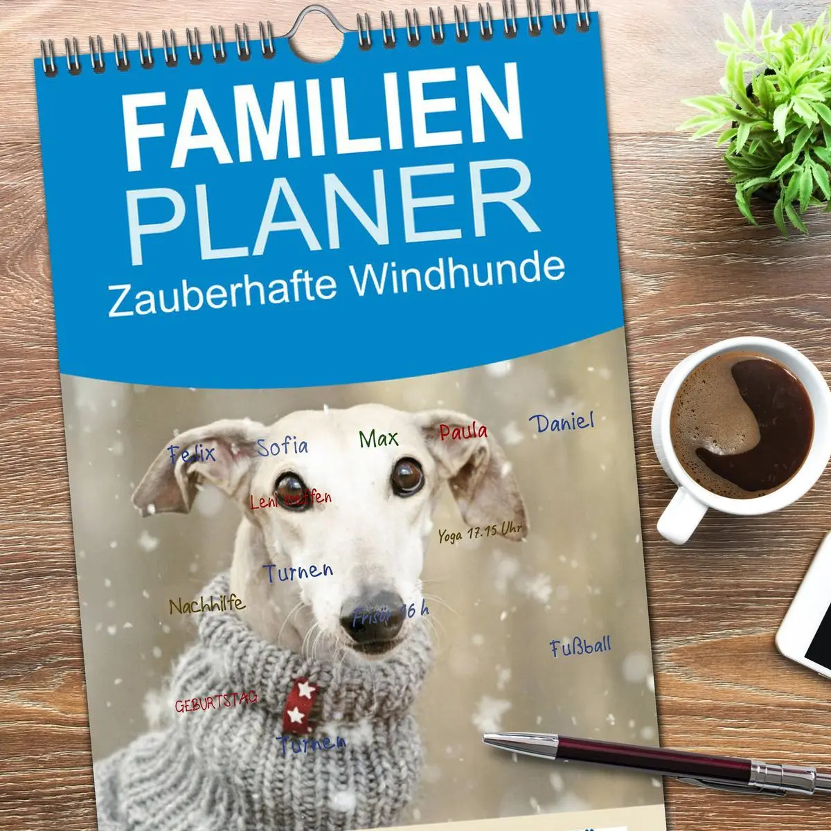 Bild: 9783516516159 | Familienplaner 2026 - Zauberhafte Windhunde mit 5 Spalten...