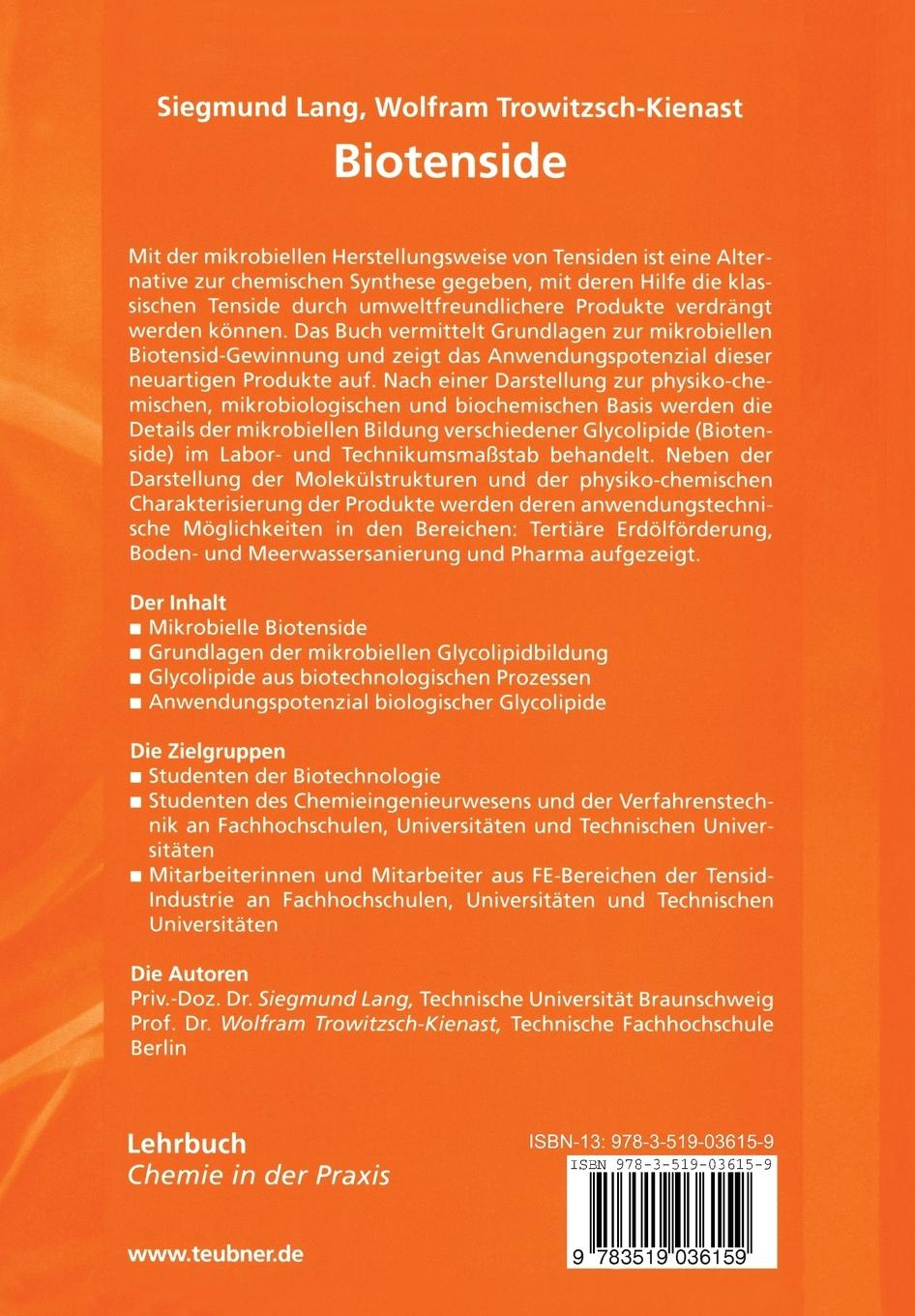 Rückseite: 9783519036159 | Biotenside | Wolfram Trowitzsch-Kienast (u. a.) | Taschenbuch | 220 S.