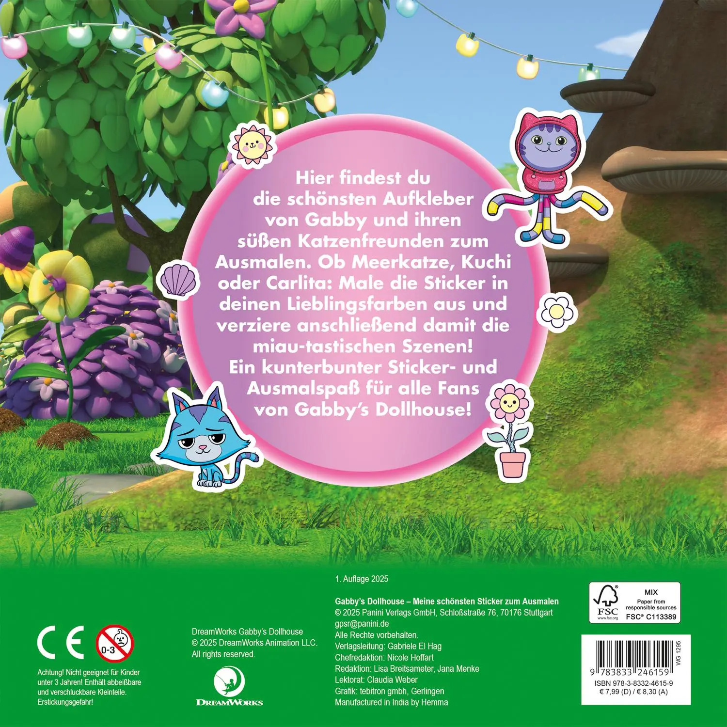 Rückseite: 9783833246159 | Gabby's Dollhouse: Meine schönsten Sticker zum Ausmalen | Panini