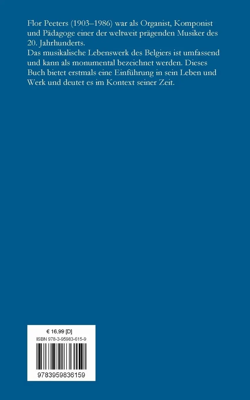 Rückseite: 9783959836159 | Flor Peeters (1903¿1986) | Leben und Werk | Clemens Morgenthaler