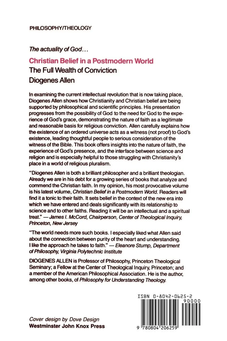 Rückseite: 9780804206259 | Christian Belief in a Postmodern World | Diogenes Allen | Taschenbuch